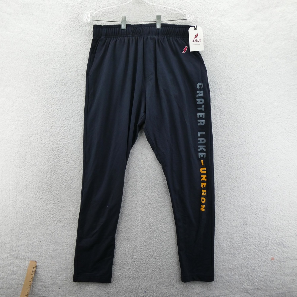 League Pants Mens Large Crater Lake Oregon Navy Blue Vintage Deadstock Jogger